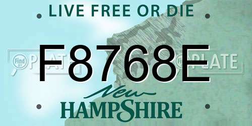 F8768E New Hampshire License Plate