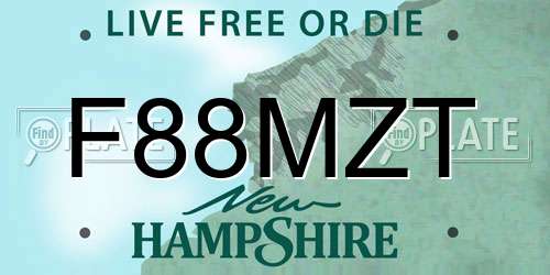 F88MZT New Hampshire License Plate