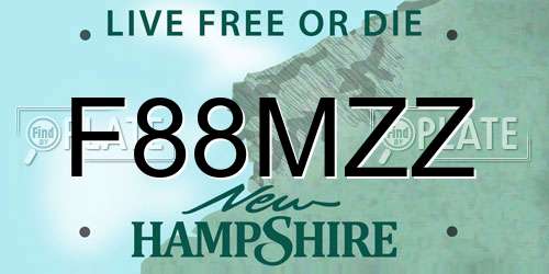 F88MZZ New Hampshire License Plate