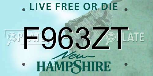 F963ZT New Hampshire License Plate
