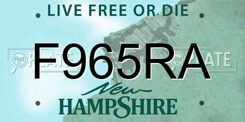 F965RA New Hampshire License Plate