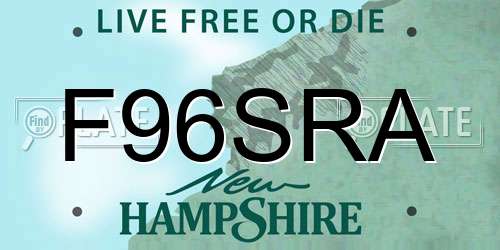F96SRA New Hampshire License Plate