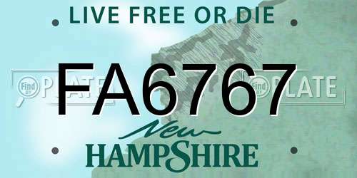 FA6767 New Hampshire License Plate