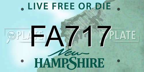 FA717 New Hampshire License Plate