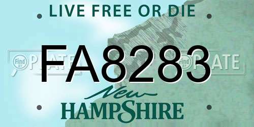FA8283 New Hampshire License Plate