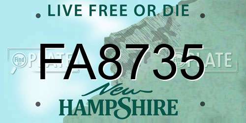 FA8735 New Hampshire License Plate