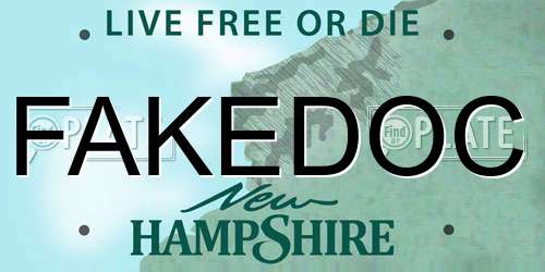 FAKEDOC New Hampshire License Plate