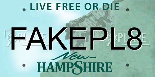 FAKEPL8 New Hampshire License Plate