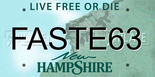 FASTE63 New Hampshire License Plate