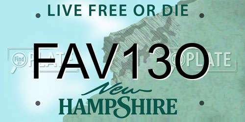FAV13O New Hampshire License Plate