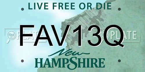 FAV13Q New Hampshire License Plate