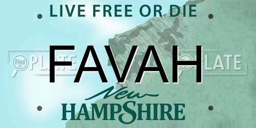 FAVAH New Hampshire License Plate
