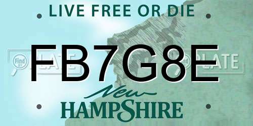 FB7G8E New Hampshire License Plate