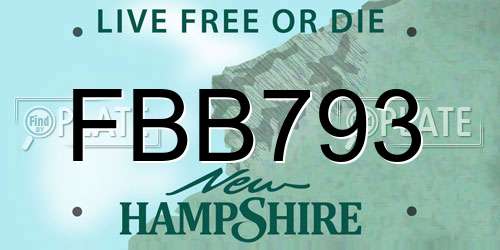 FBB793 New Hampshire License Plate