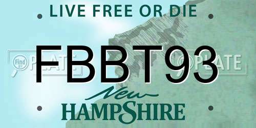 FBBT93 New Hampshire License Plate