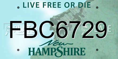 FBC6729 New Hampshire License Plate