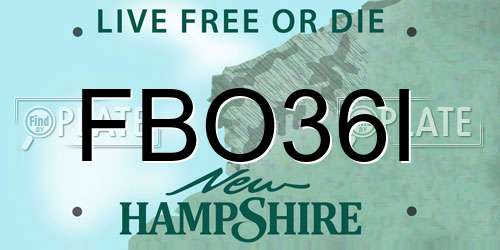 FBO36I New Hampshire License Plate