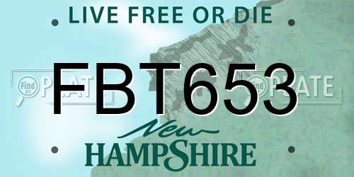 FBT653 New Hampshire License Plate