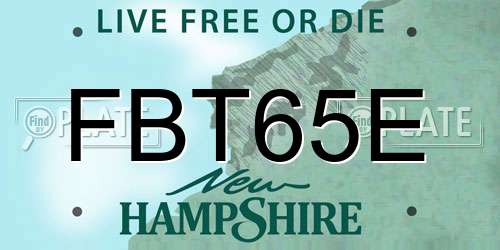 FBT65E New Hampshire License Plate