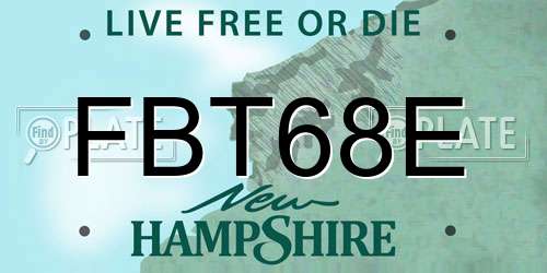 FBT68E New Hampshire License Plate