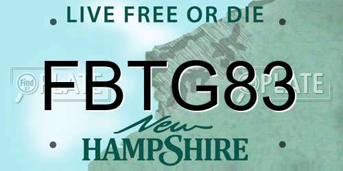 FBTG83 New Hampshire License Plate