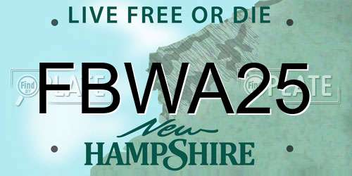 FBWA25 New Hampshire License Plate