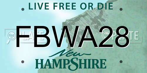 FBWA28 New Hampshire License Plate