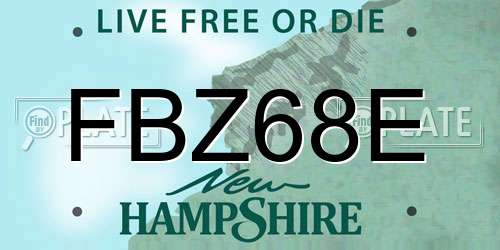 FBZ68E New Hampshire License Plate