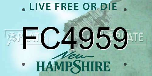 FC4959 New Hampshire License Plate