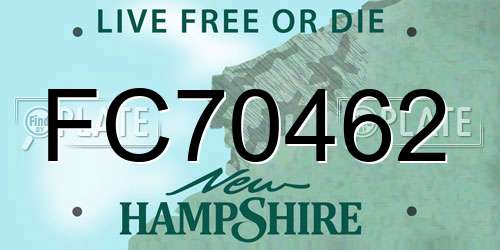 FC70462 New Hampshire License Plate