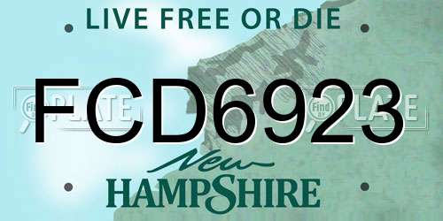 FCD6923 New Hampshire License Plate