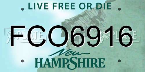 FCO6916 New Hampshire License Plate