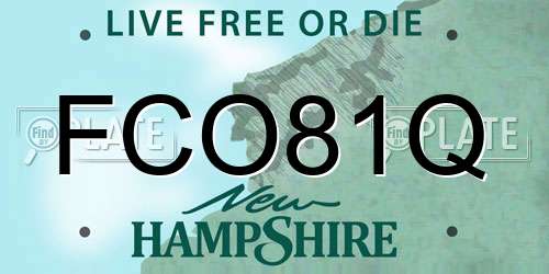 FCO81Q New Hampshire License Plate