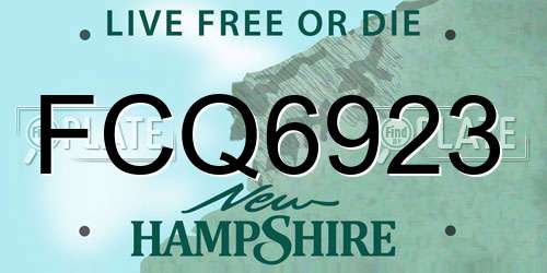 FCQ6923 New Hampshire License Plate