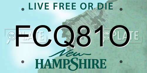 FCQ81O New Hampshire License Plate