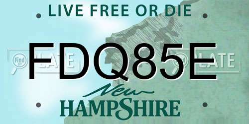 FDQ85E New Hampshire License Plate