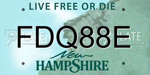 FDQ88E New Hampshire License Plate