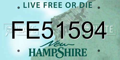 FE51594 New Hampshire License Plate