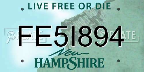 FE5I894 New Hampshire License Plate
