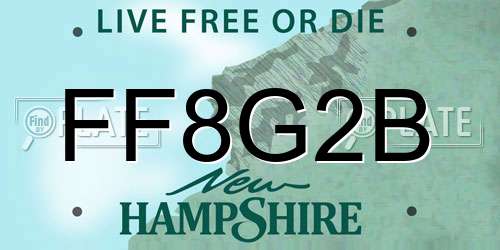 FF8G2B New Hampshire License Plate