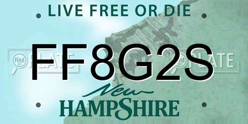 FF8G2S New Hampshire License Plate