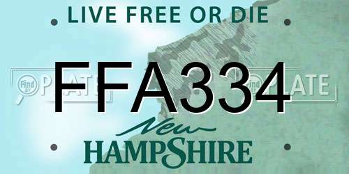 FFA334 New Hampshire License Plate