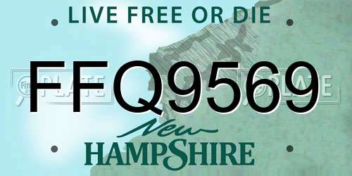 FFQ9569 New Hampshire License Plate