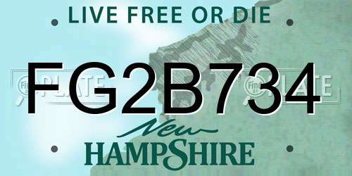 FG2B734 New Hampshire License Plate
