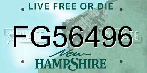 FG56496 New Hampshire License Plate