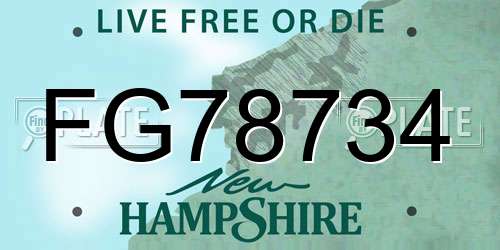 FG78734 New Hampshire License Plate