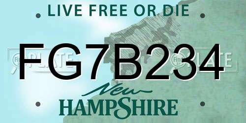 FG7B234 New Hampshire License Plate