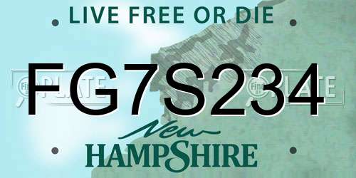 FG7S234 New Hampshire License Plate
