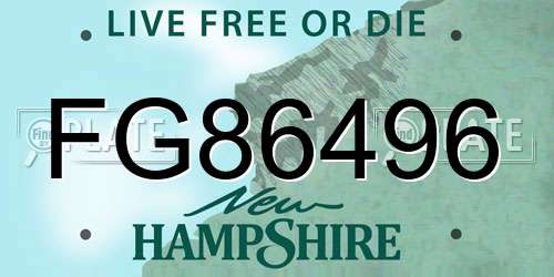 FG86496 New Hampshire License Plate