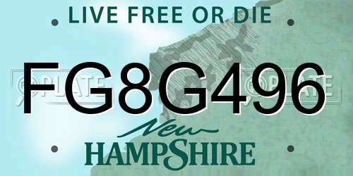 FG8G496 New Hampshire License Plate